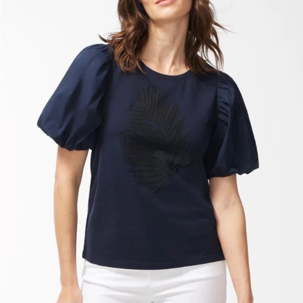 Chico's Navy Puff Sleeve Blouse
